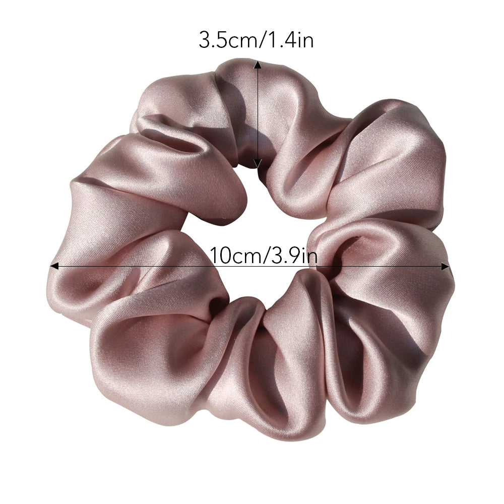 100% Pure Mulberry Silk Large Scrunchies Rubber Bands Hair Ties Gum Elastics Ponytail Holders for Women Girls 19 Momme 3.5CM