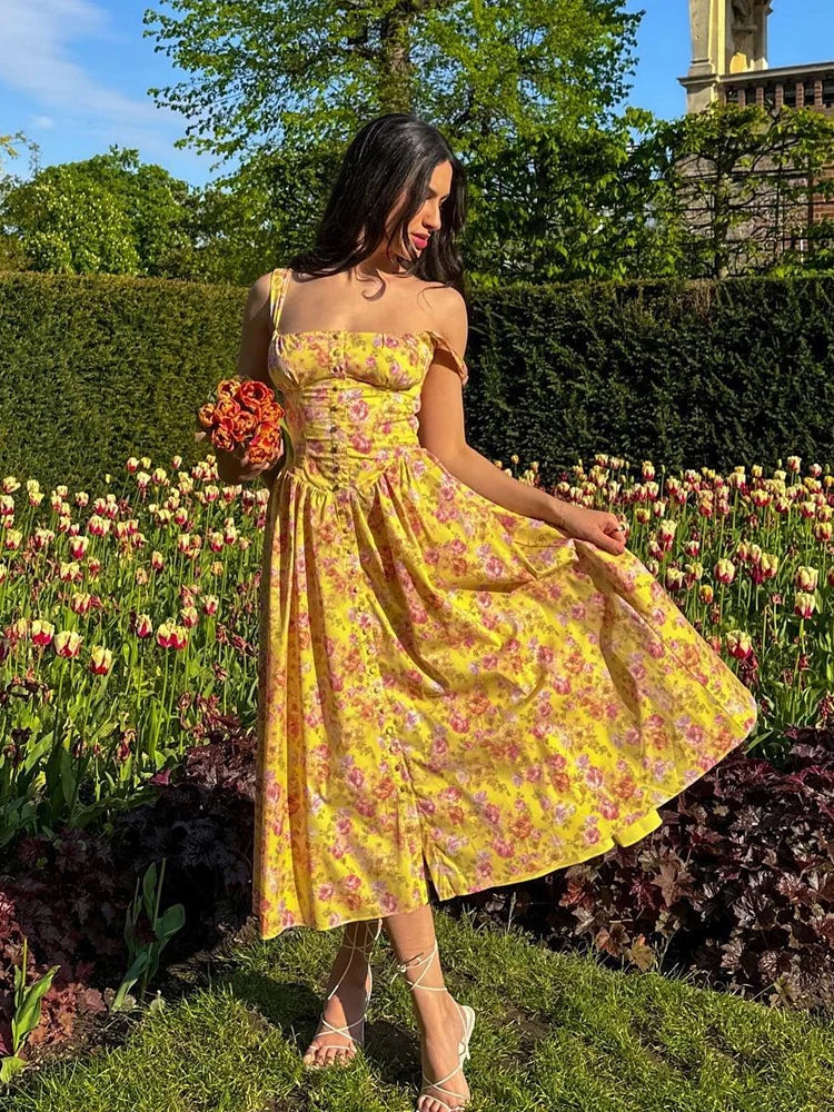 Floral Lace-Up Dress
