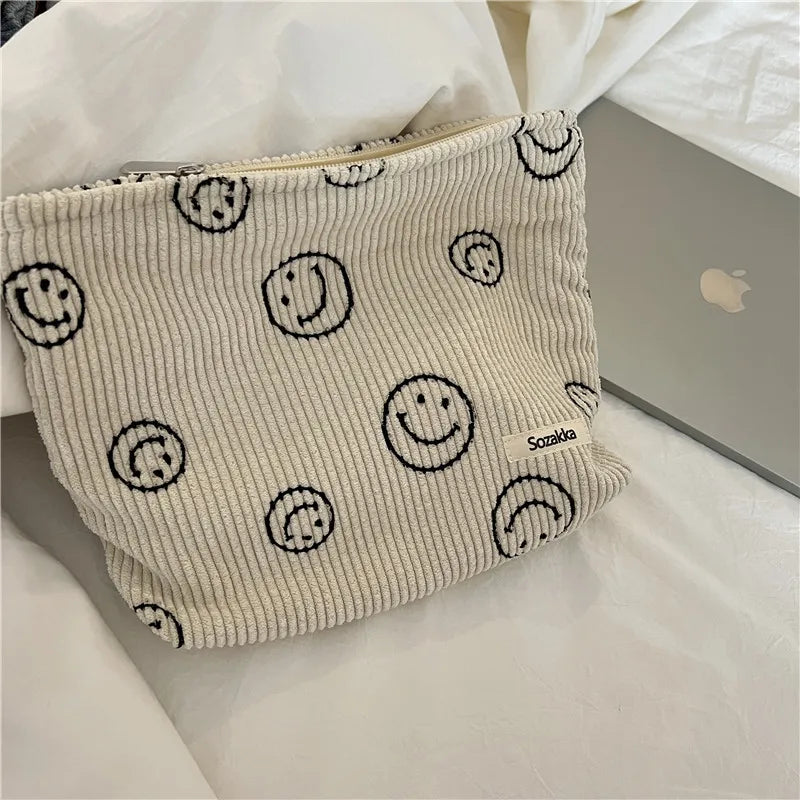Smiley Face Corduroy Pouch