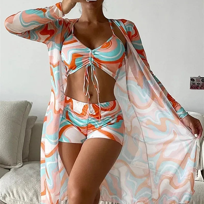 Groovy Two-Piece Swimsuit & Cover-Up Set