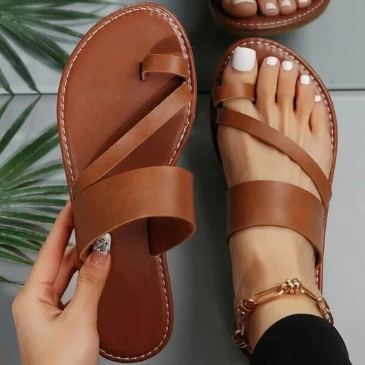 Vegan Leather Toe Ring Sandals