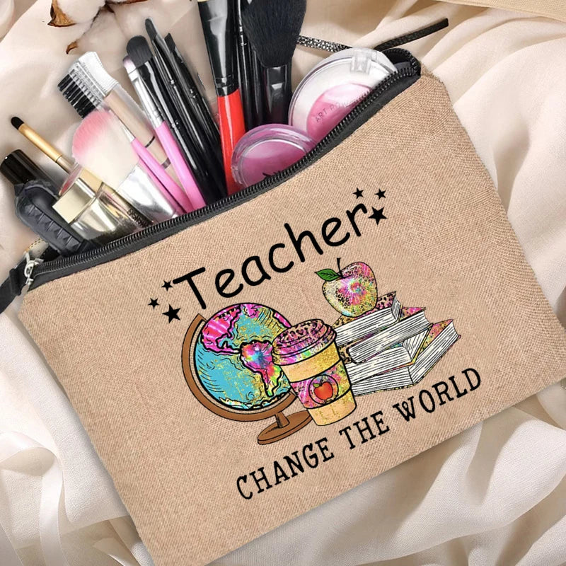 Teacher Change The World Linen Pouch